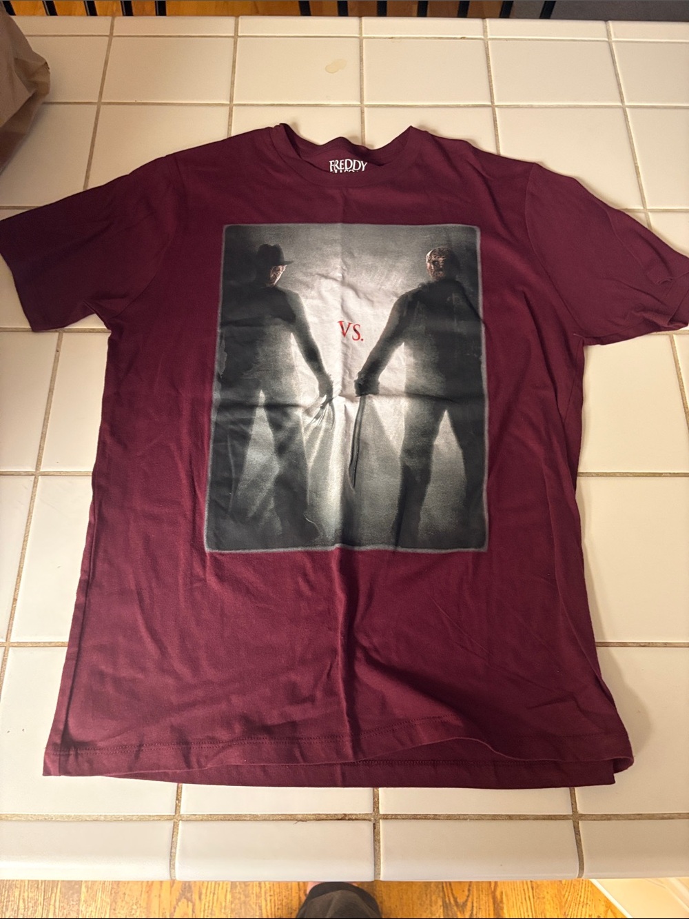 Freddy Men's Short-Sleeve Graphic Tee in Burgundy with VS Panel